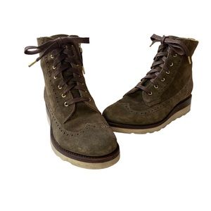 The Office of Angela Scott Mr. Harrison Combat Lace Up Boots Chocolate Metallic
